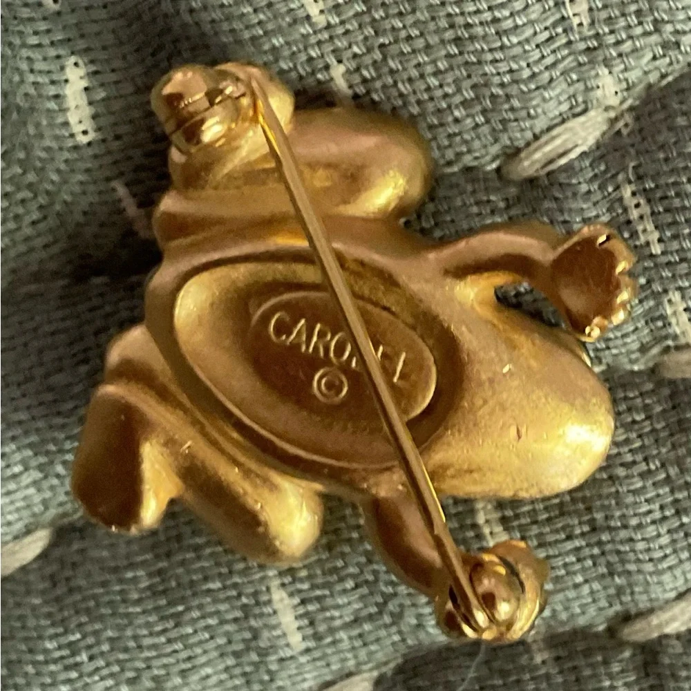 Vintage Carolee Gold Frog Brooch Pin - Picture 2 of 2